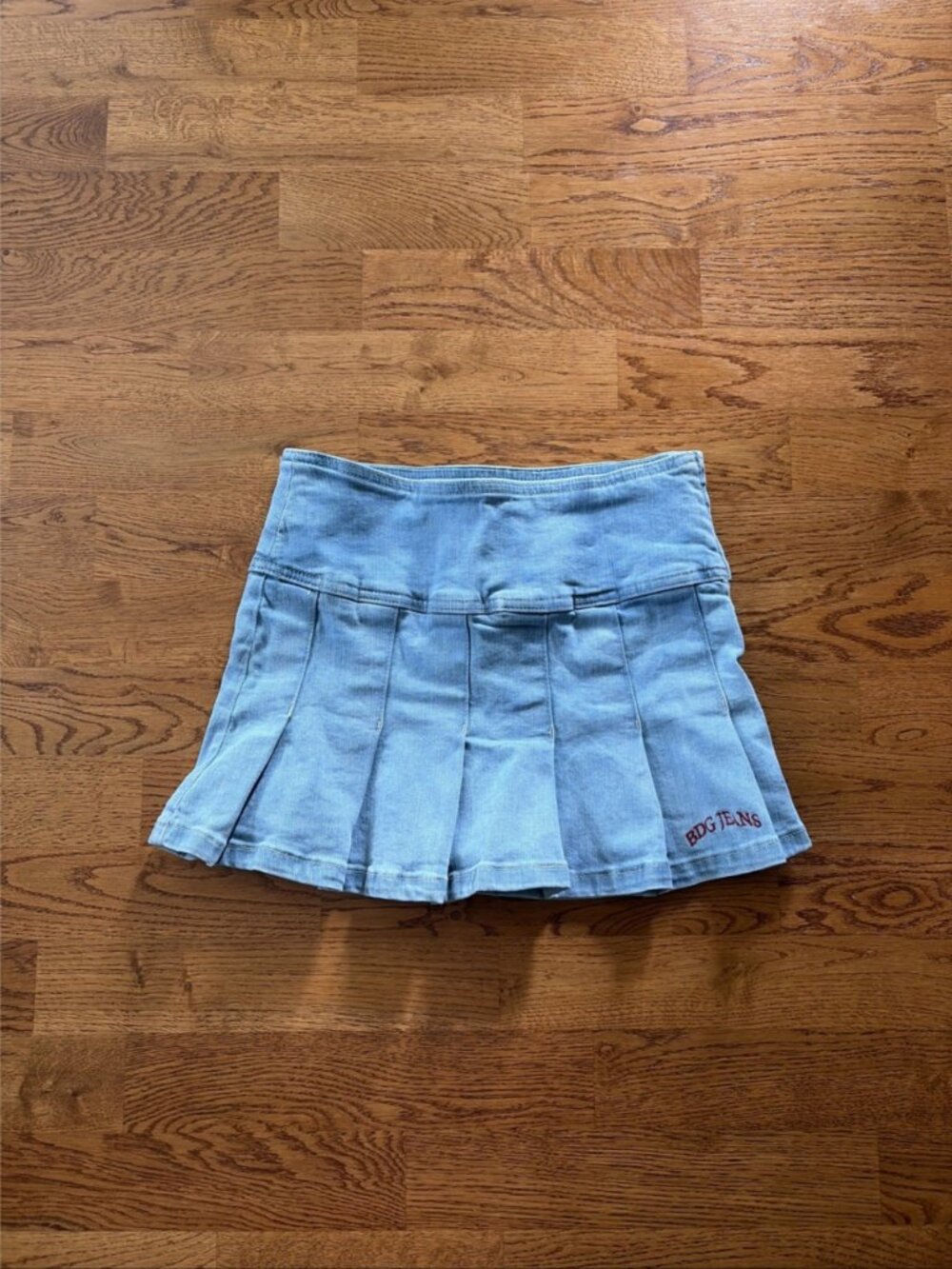 BDG Urban Outfitters Denim Jean Skirt 00s Stretch Light Mini Blue XS Pleated